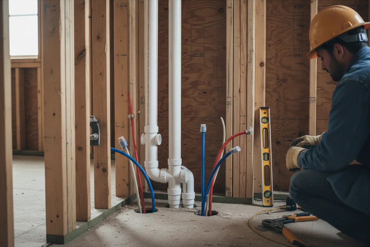 Drain and supply rough-in during Drain Cleaning in Perry