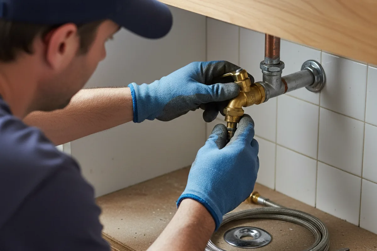 Shutoff valve and fitting work during Burst Pipe Repair in Perry